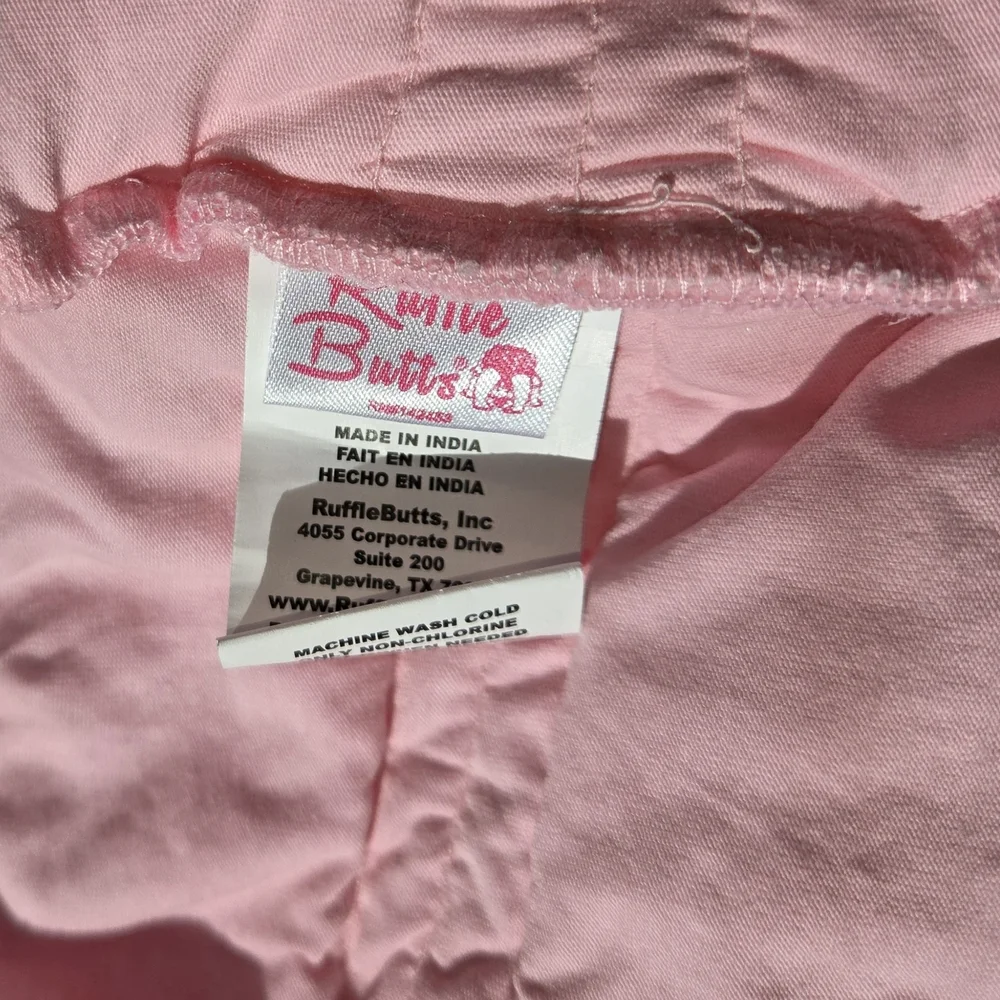 Ruffle Butts Pink Frilly Tulle Diaper Cover Baby Girl Pink Satin Bow 6-12 Months